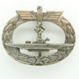 WWII German Kriegsmarine U-Boat Crew Badge. Maker: Schwerin. UK P&P Group 2 (£20+VAT for the first