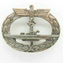 WWII German Kriegsmarine U-Boat Crew Badge. Maker: Schwerin. UK P&P Group 2 (£20+VAT for the first