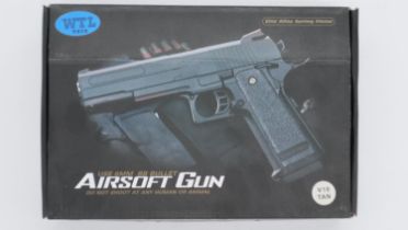 New old stock airsoft pistol, model V19 in tan, boxed. UK P&P Group 1 (£16+VAT for the first lot and