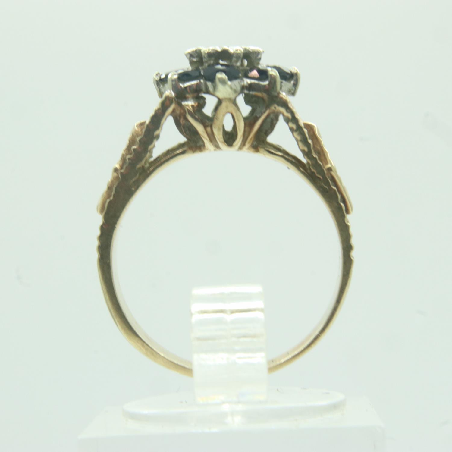 9ct gold ring set with diamonds and sapphires, size J, 3.6g. UK P&P Group 0 (£6+VAT for the first - Image 2 of 3