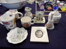 Collection of Aynsley, Masons and Coalport ceramics, including a coronation 1953 mug and a diamond