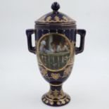 Limoges twin handled covered urn vase, no cracks or chips, H: 37 cm. UK P&P Group 3 (£30+VAT for the