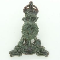 WWII British Economy Issue Plastic Cap Badge. Royal Pioneer Corps, UK P&P Group 2 (£20+VAT for the