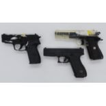 Three spring powered airsoft pistols KWC, Tokyo Marui and a Sig Sauer P228. UK P&P Group 2 (£20+