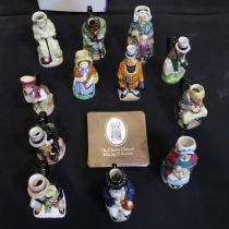 Twelve Franklin Porcelain Wood and Sons Charles Dickens Toby jugs with ten certificates, Largest