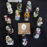 Twelve Franklin Porcelain Wood and Sons Charles Dickens Toby jugs with ten certificates, Largest