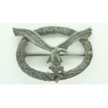 Pre War Third Reich Luftwaffe Air Crew Badge. Maker Klein & Quenzer. UK P&P Group 2 (£20+VAT for the