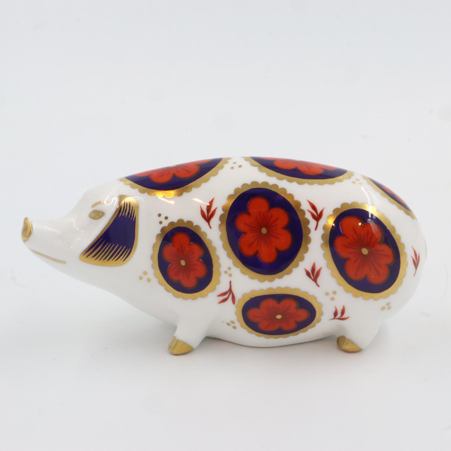 Royal Crown Derby pig, no cracks or chips, L: 13 cm. UK P&P Group 1 (£16+VAT for the first lot