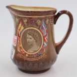 Queens Coronation jug, no cracks or chips, H: 15 cm. UK P&P Group 2 (£20+VAT for the first lot