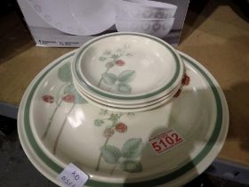 Wedgwood dinner ware plates in the Raspberry Cane pattern. Not available for in-house P&P