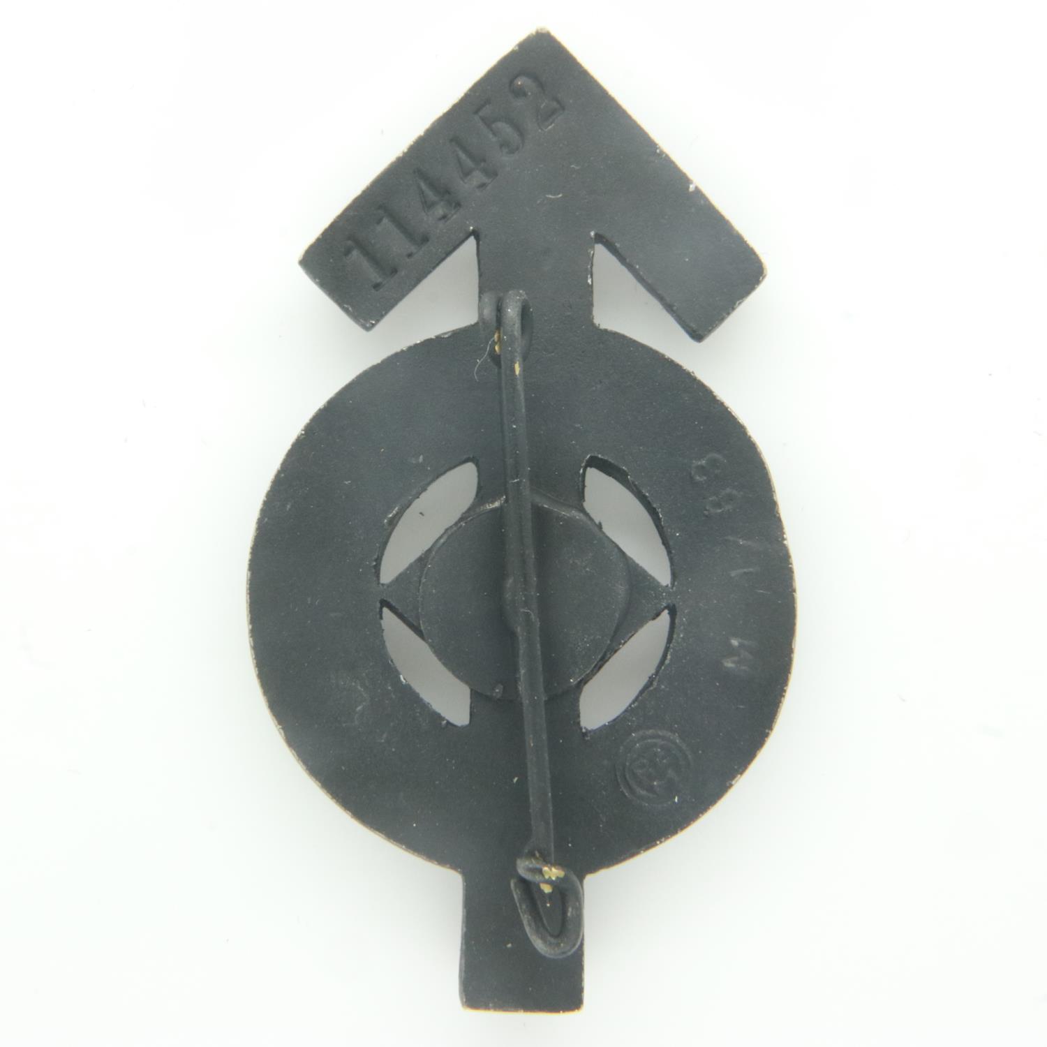 Third Reich Hitler Youth Black (Iron) Grade “Leistungsabzeichen” Proficiency Badge. Serial No on - Image 2 of 2