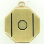 Art Deco 14ct gold and enamel compact box, 20.1g. UK P&P Group 2 (£20+VAT for the first lot and £4+