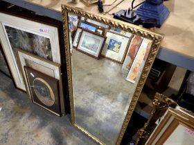 Gilt edged rectangular bevelled edge mirror. Not available for in-house P&P