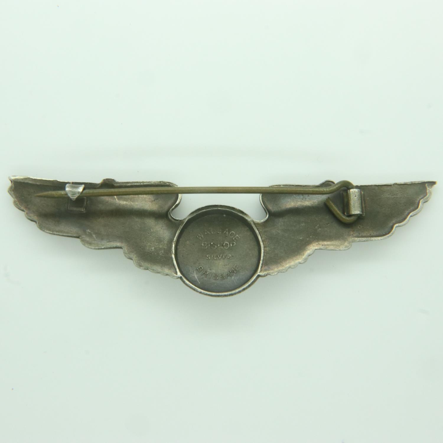 WWII US Army Air Force Silver Crew Brevet Wings. Made by Wallace Bishop, Brisbane Australia. UK P& - Image 2 of 2