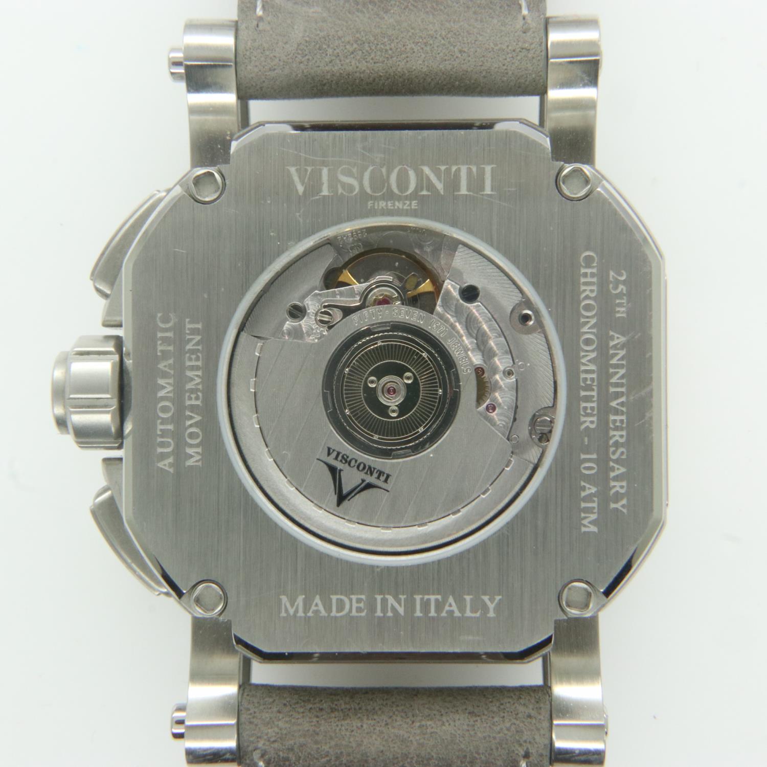 VISCONTI: gents 25th anniversary automatic chrono silver shadow wristwatch with nubuk strap - W105- - Image 2 of 3