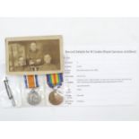 British WWI medal pair, Wound Stripe and Photograph awarded to: 63252 Bombardier H Cooke Royal