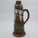 Large Arts & Crafts covered jug, H: 45 cm, no cracks or chips. UK P&P Group 3 (£30+VAT for the first