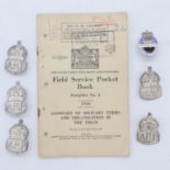 A collection of hallmarked silver ARP badges and buttonholes, an enamelled Civil Defence Instructors