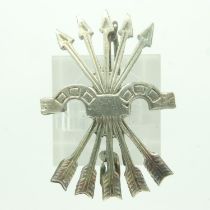 Silver Spanish Civil War Falange Badge worn by members of the German Condor Legion and Blue