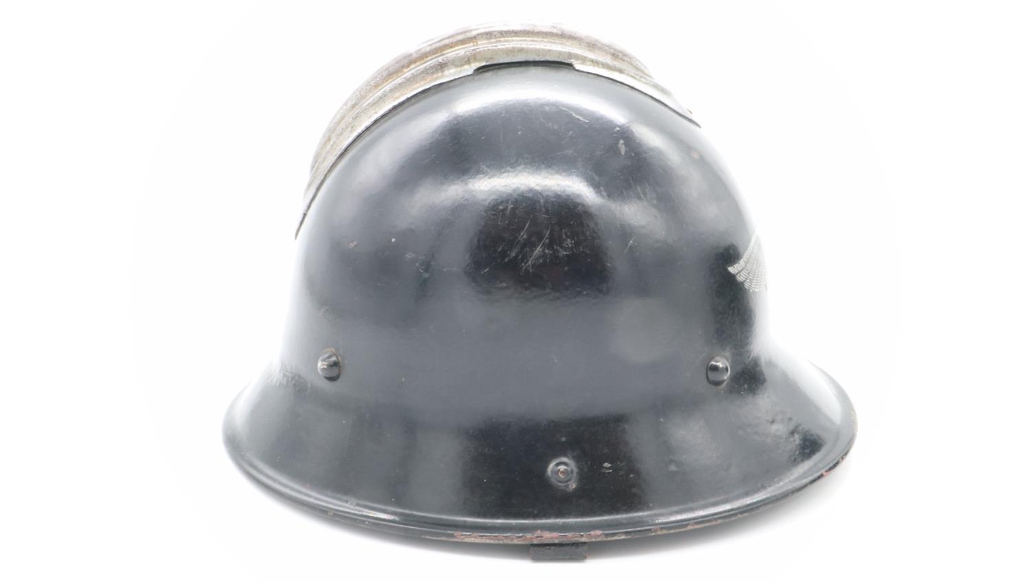 German WWII period Luftschutz enamelled steel helmet with liner, together with a later replica SA - Image 3 of 7