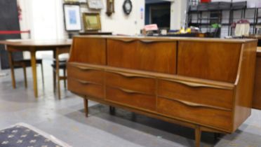 Mid 20th century sideboard of drawers and cupboards, 183 x 46 x 88 cm H, together with an oval