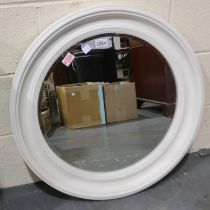 John Lewis circular mirror with moulded white frame, D: 68cm. Not available for in-house P&P