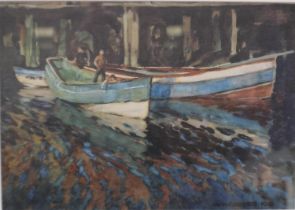 WITHDRAWN: William Heaton Cooper 1903-1995: watercolour, dinghys in a dock, dated 1923, 31 x 22