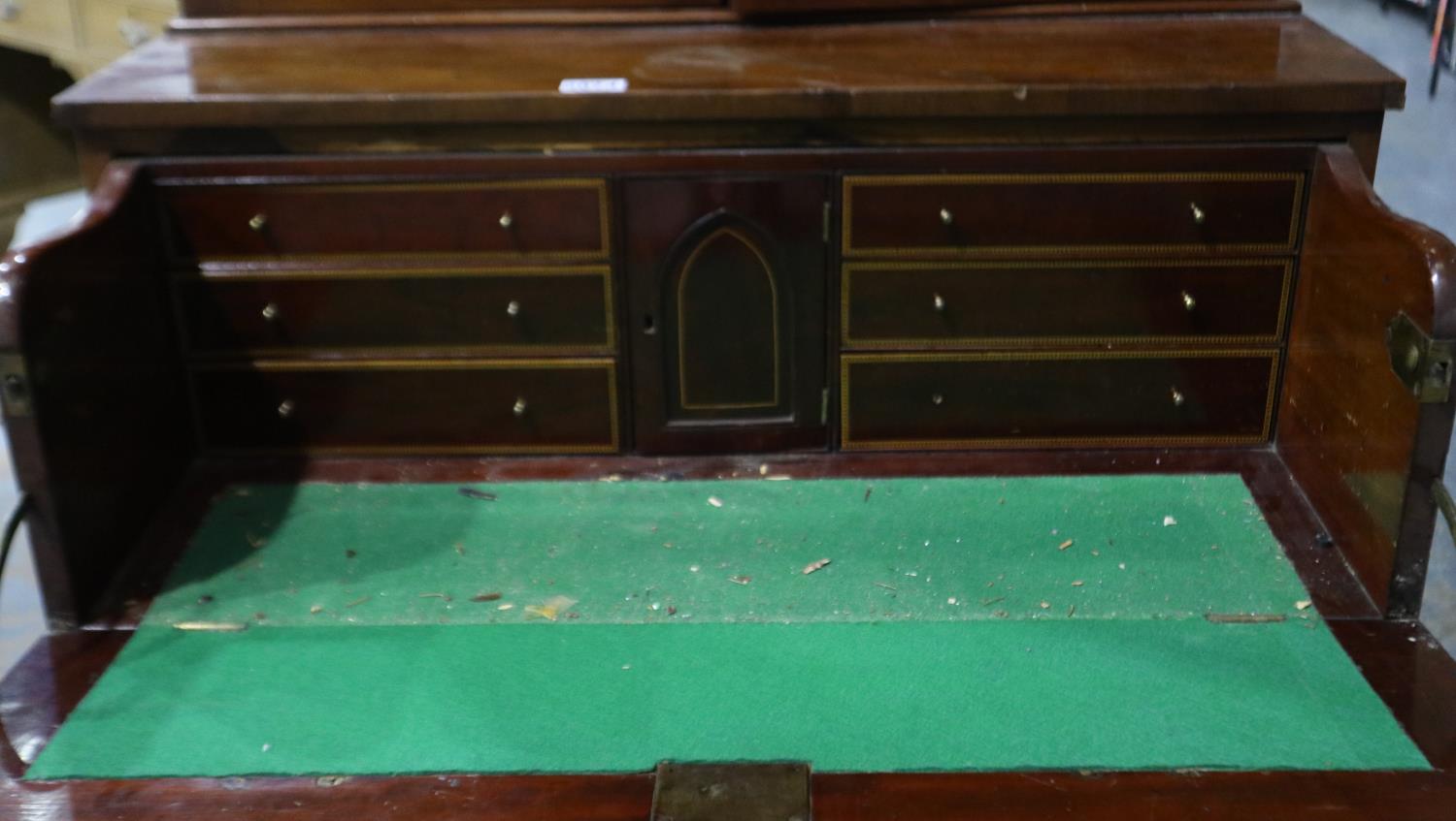 Georgian walnut secrétaire bookcase of diminutive proportions, the top faux-drawer fitted with - Image 2 of 8