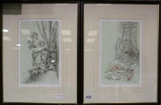 Sir William Russel Flint RA (1880-1969): two open edition prints of Madame Du Barry as a Bacchante