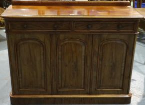 19th century mahogany chiffonier with two short drawers above three cupboard doors, 125 x 44 x 94 cm