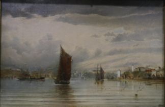 Frederik Carsten Henrichsen (Danish, 1824-1897): oil on canvas, continental port, monogrammed and