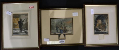 George Baxter (1804-1867): three Victorian lithographs, The Soldier's Farewell, Come Pretty Robin