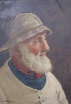David W Haddon (fl. 1884-1914): oil on canvas, portrait of a fisherman, 34 x 24 cm. UK P&P Group