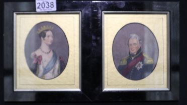 A pair of Victorian portrait miniature prints, oval mounted, 85 x 110 mm. UK P&P Group 3 (£30+VAT