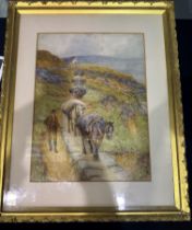 Alfred Walter ( 1832- 1909 ) watercolour of a pack horse trail, 40 x 60 cm. Not available for in-