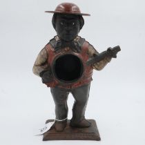 Cast iron man clock case, H: 38 cm. UK P&P Group 3 (£30+VAT for the first lot and £8+VAT for