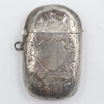 Hallmarked silver vesta case with jump ring, 20g. UK P&P Group 1 (£16+VAT for the first lot and £2+