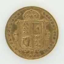 1893 gold half sovereign. UK P&P Group 0 (£6+VAT for the first lot and £1+VAT for subsequent lots)