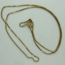 9ct gold box-link neck chain, repaired, L: 50 cm, 2.7g. UK P&P Group 0 (£6+VAT for the first lot and