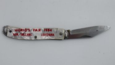 Souvenir penknife for the 1984 World Fair, New Orleans. UK P&P Group 0 (£6+VAT for the first lot and