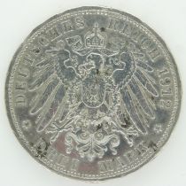 Silver Deutsches Reich 1912 Drei mark coin. UK P&P Group 1 (£16+VAT for the first lot and £2+VAT for