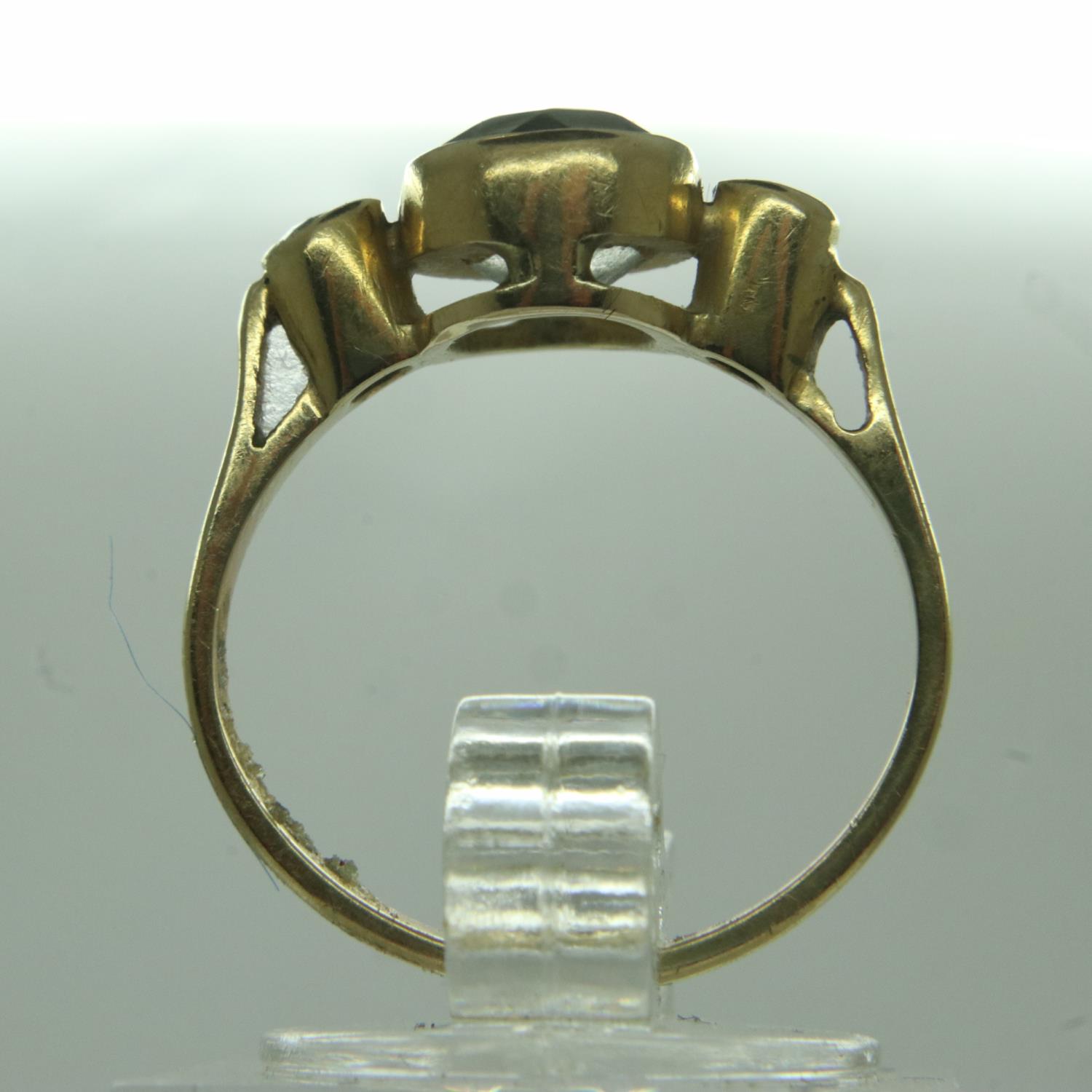 18ct gold diamond and topaz set trilogy ring, size K/L, 3.1g. UK P&P Group 0 (£6+VAT for the first - Image 2 of 3