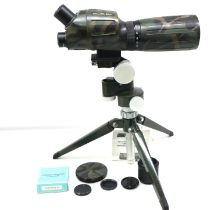 Spotting scope, 20x & 40x 60mm, with metal tripod and camera adaptor, boxed. UK P&P Group 2 (£20+VAT