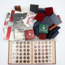 An album of 270 coins with a Set of centenary football coins with the three England coins issued