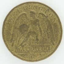 1815 - Wellington at Waterloo gold plated medal - gF grade. UK P&P Group 0 (£6+VAT for the first lot