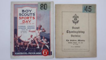 Boy Scouts sportsday 1924 and thanksgiving service at Wembley Stadium for the Empire exhibition.