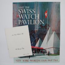 New York Worlds Fair 1965, re-opening day programme and coloured poster. UK P&P Group 1 (£16+VAT for
