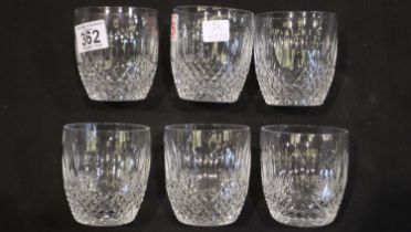 Set of six crystal tumblers, no cracks or chips. No cracks or chips, no scuffs or abrasion marks,
