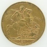 1891 gold full sovereign. UK P&P Group 0 (£6+VAT for the first lot and £1+VAT for subsequent lots)