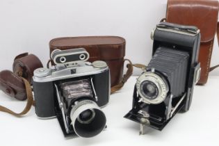 Two vintage folding cameras, Kodak & Agfa, with accessories. UK P&P Group 2 (£20+VAT for the first